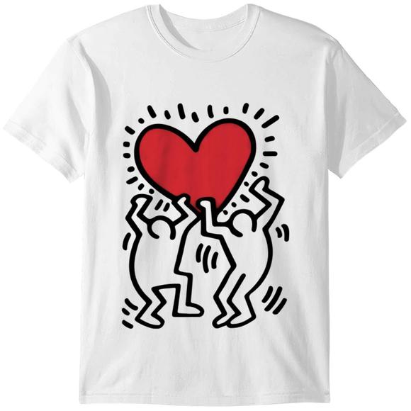 Keith Haring T-Shirt Men Holding Heart Icon Street Art - Picture 1 of 4